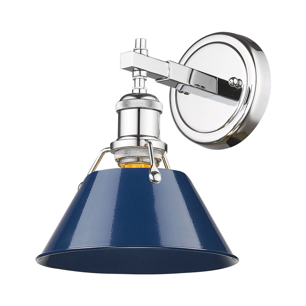 Yep by Golden Lighting Orwell 1-light Vanity in Chrome and Navy Blue shade